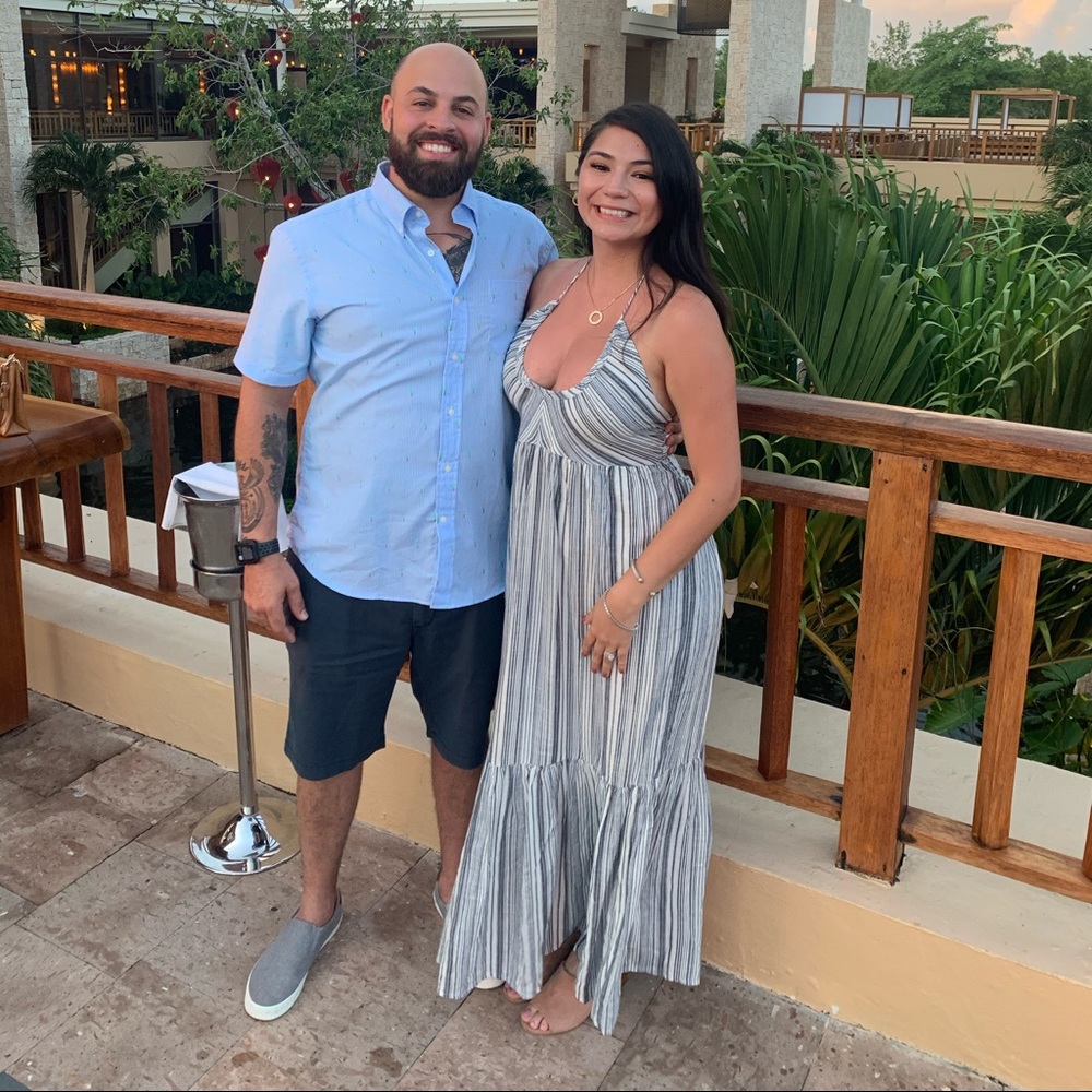 Free people Maxi  beach dress blue and white